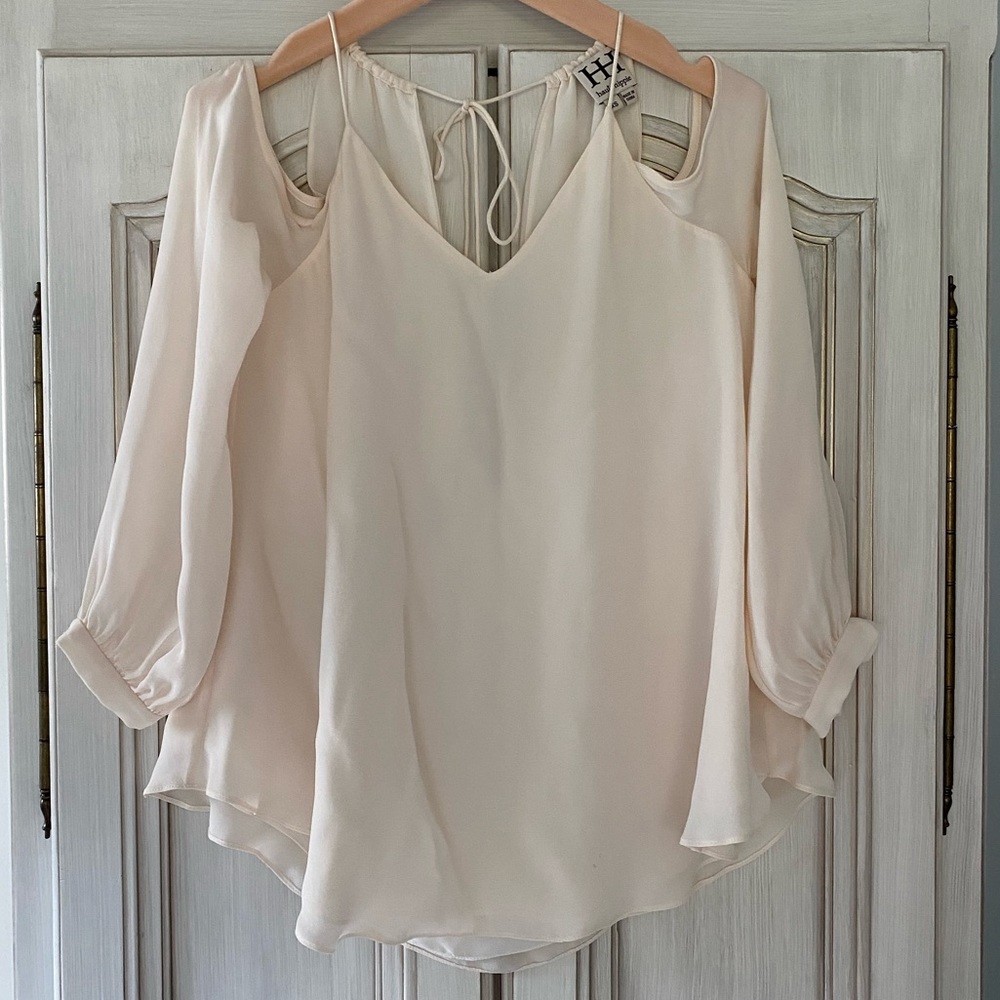Haute Hippie Blush Cold Shoulder Blouse, XS